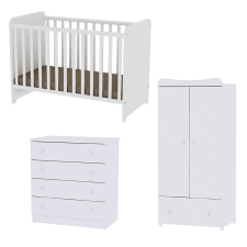  Lorelli Sweet Dream kiságy 60x120 + Komód + Exclusive szekrény - White kiságy, babaágy