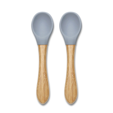 Lorelli Szilikon kanalak bambusz nyéllel, 2db - grey babaétkészlet