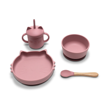 Lorelli Természetes szilikon 4 db-os étkészlet - Deep Pink babaétkészlet