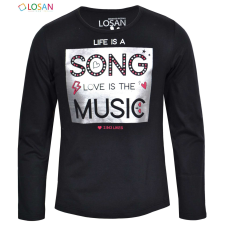 Losan Póló Music fekete 8 év (128 cm) gyerek póló