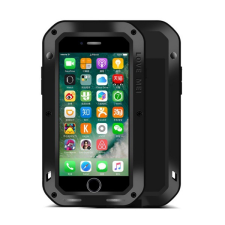 LOVE MEI Powerful defender telefonvédő (fém keret, extrém ütésálló, cseppálló, porálló + Gorilla Glass üveg) FEKETE [Apple iPhone SE 3 (2022)] (5996457673247) tok és táska