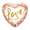  Love Rose Gold Glitter fólia lufi 46 cm