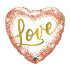  Love Rose Gold Glitter fólia lufi 46 cm party kellék