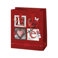 Love rózsa mintás közepes méretű ajándéktáska 18x23x10cm-es ajándéktasak