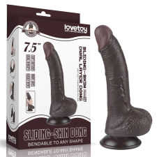 Lovetoy 7.5'' Sliding Skin Dual Layer Dong Black I műpénisz, dildó