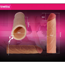 Lovetoy Pleasure X-Tender Penis Sleeve - vízálló, élethű hosszabbító péniszköpeny - 19,5 cm (barna) péniszköpeny