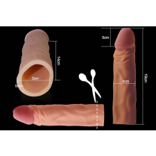 Lovetoy Pleasure X-Tender Penis Sleeve - vízálló, élethű hosszabbító péniszköpeny - 19 cm (testszínű) péniszköpeny