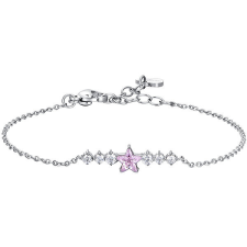 LUCA BARRA Acél karkötő, rózsaszín csillag és fehér kristályok karkötő