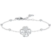 LUCA BARRA Steel Bracelet With Four-Leaf Clover And White Zircon Light Points
