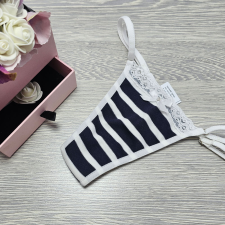 Lucifer állítható pántos csíkos TANGA Fehér női alsó