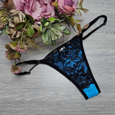 Lucifer állítható pántos CSIPKÉS TANGA blue-royal női alsó