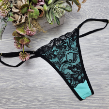 Lucifer állítható pántos CSIPKÉS TANGA Türkiz női alsó