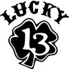  Lucky 13 matrica,20cmx20cm,fekete