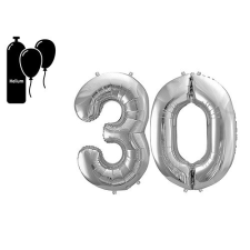 Lufi fólia metál matt ezüst 30-as 102cm party kellék