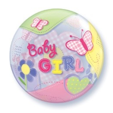  Lufi HÉLIUMMAL TÖLTVE Baby Girl Butterfiles Bubble 22inch-es Babaszületésre party kellék