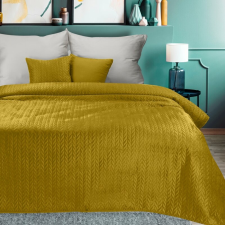 Luiz4 bársony ágytakaró halszálka mintával Mustársárga 200x220 cm lakástextília