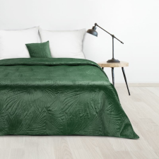  Luiz4 bársony ágytakaró pálmalevél mintával Sötétzöld 170x210 cm lakástextília