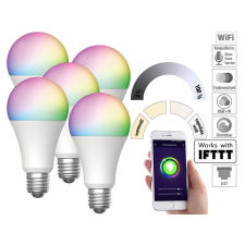 Lumi 5 db okos világítás Luminea Home Control WLAN RGB fehér és színes izzó 9W E27 színváltós lámpa izzó