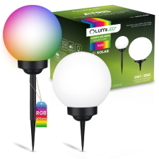 LUMILED Napelemes kerti lámpa LED ATRIS Földre szerelhető fehér golyós 30cm RGB LUMILED kültéri világítás
