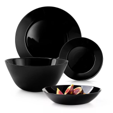 LUMINARC Zelie Black 19 részes étkészlet fekete tányér és evőeszköz