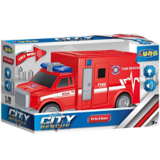 Luna City Rescue lendkerekes tűzoltósági autó fénnyel és hanggal autópálya és játékautó