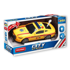 Luna City Rescue mentőautó fénnyel és hanggal sárga autópálya és játékautó