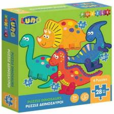 Luna Dinoszauruszok 4 az 1-ben puzzle 28 db-os puzzle, kirakós