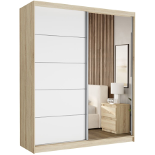  LUNA I. Tolóajtós gardróbszekrény 183x218x60 - sonoma, fehér bútor