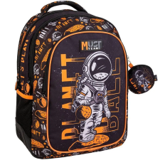 Luna : Must Team űrhajós fekete-narancssárga lekerekített 3 rekeszes iskolatáska, hátizsák 32x18x43cm iskolatáska