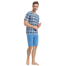 Luna Orin férfi pizsama, kék, kockás XL