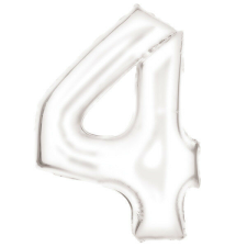 Lustre White, Fehér 4-es szám fólia lufi 86 cm party kellék