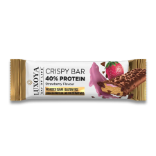 Luxoya crispy bar eper ízű fehérje szelet vitamin és táplálékkiegészítő