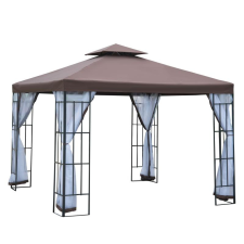 Luxus pavilon pergola 300x300 cm szunyoghálóval barna kerti bútor