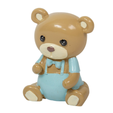  Maci fiú poly barna-kék 8cm dekorációs kellék