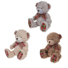  Maci plüss kockás mintás M18cm dekorációs kellék