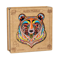 Mackó alakú fa puzzle - prémium dobozban, nagy méret: 30x30cm puzzle, kirakós