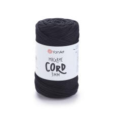  MACRAME CORD zsinór fonal, 3mm - Fekete - 750 rövidáru