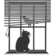  Macska ül az ablakban falmatrica tapéta, díszléc és más dekoráció