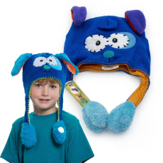 Madam Állatos téli sapka gyerekeknek mozgatható fülekkel - kék