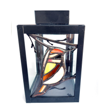 Madaras Tiffany üveg lámpás 10×16 cm ajándéktárgy