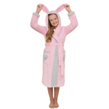 Madlen style Emma lánykafürdőköpeny világos rózsaszín, fülekkel 134 gyerek köntös