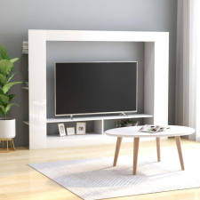 Magasfényű fehér forgácslap TV-szekrény 152 x 22 x 113 cm bútor