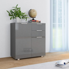 Magasfényű szürke szerelt fa tálalószekrény 71x35x80 cm bútor