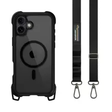 MAGEASY Odyssey M + pánt hátlaptok iPhone 16 Plus fekete tok és táska