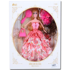Magic Toys Divatbaba póthajjal és kiegészítőkkel rózsaszín ruhában 30cm baba