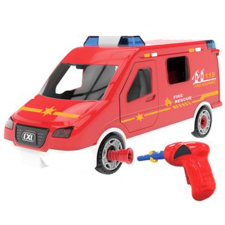Magic Toys DIY csináld magad összeszerelhető tűzoltóautó fény és hang effektekkel 63db-os készlet autópálya és játékautó