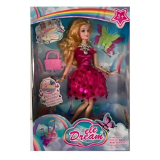 Magic Toys Dream Girl divatbaba pink koktélruhában kiegészítőkkel 29cm baba