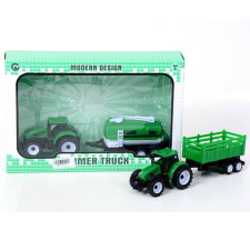 Magic Toys Dupla traktor zöld színben tartályos utánfutóval autópálya és játékautó