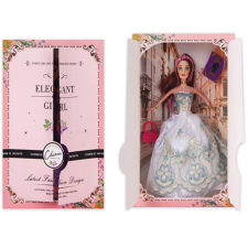 Magic Toys Elegáns Divatbaba kiegészítőkkel fehér ruhában 30cm baba