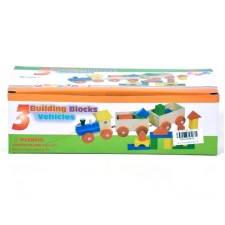 Magic Toys Fa vonatszett színes építőkockákkal kisvasút